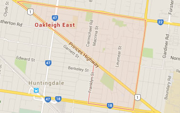Oakleigh East Regional Outline according to Google Data 2015